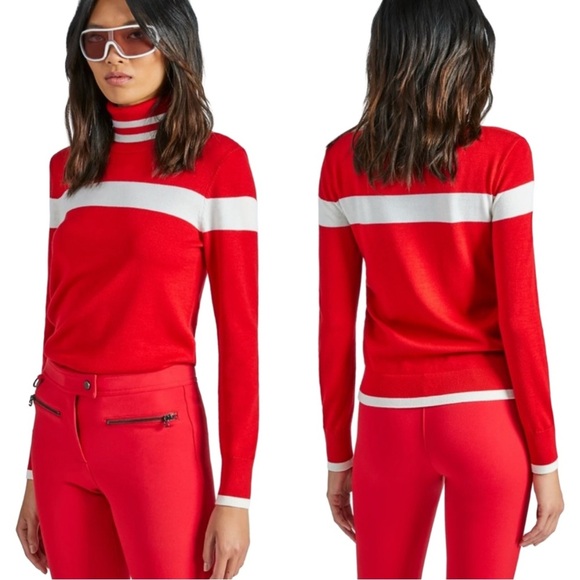 Erin Snow Kito II Sweater Size XL Merino Wool Red & White Ski Snowboarding - Picture 1 of 14